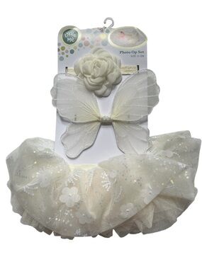 Little Me Baby Ivory Tutu Wings Photo Op Set 0-12 Months Outfit Headband New